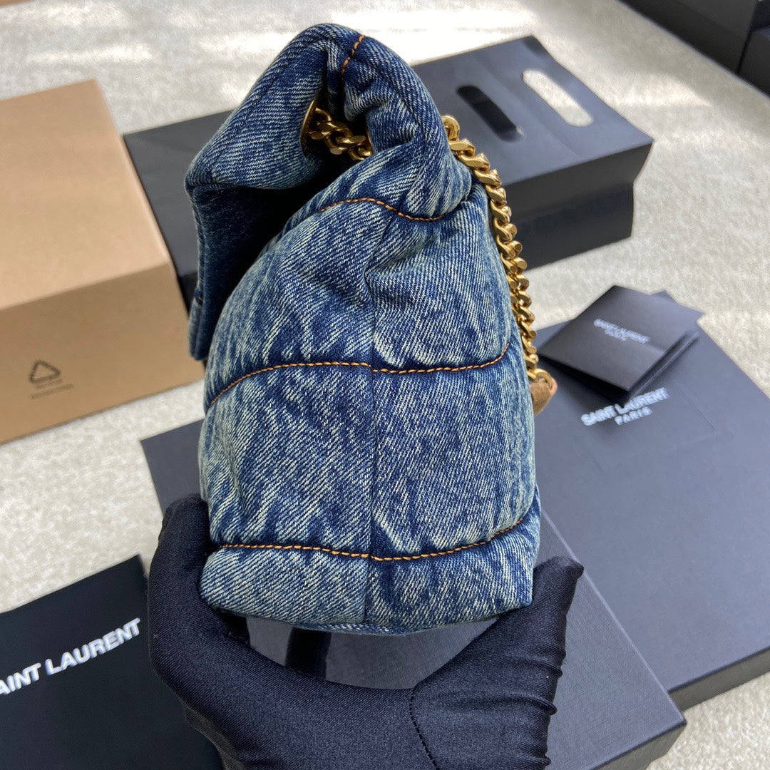 YSL Puffer Denim Bag - 29¡Á17¡Á11cm