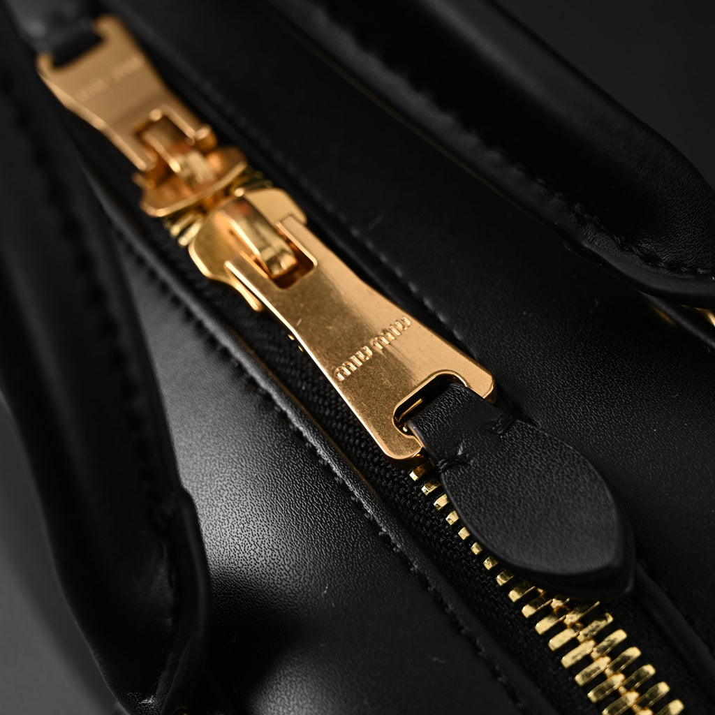 Miu Miu Black Matelassé Leather Satchel Bag – Mini Top Handle